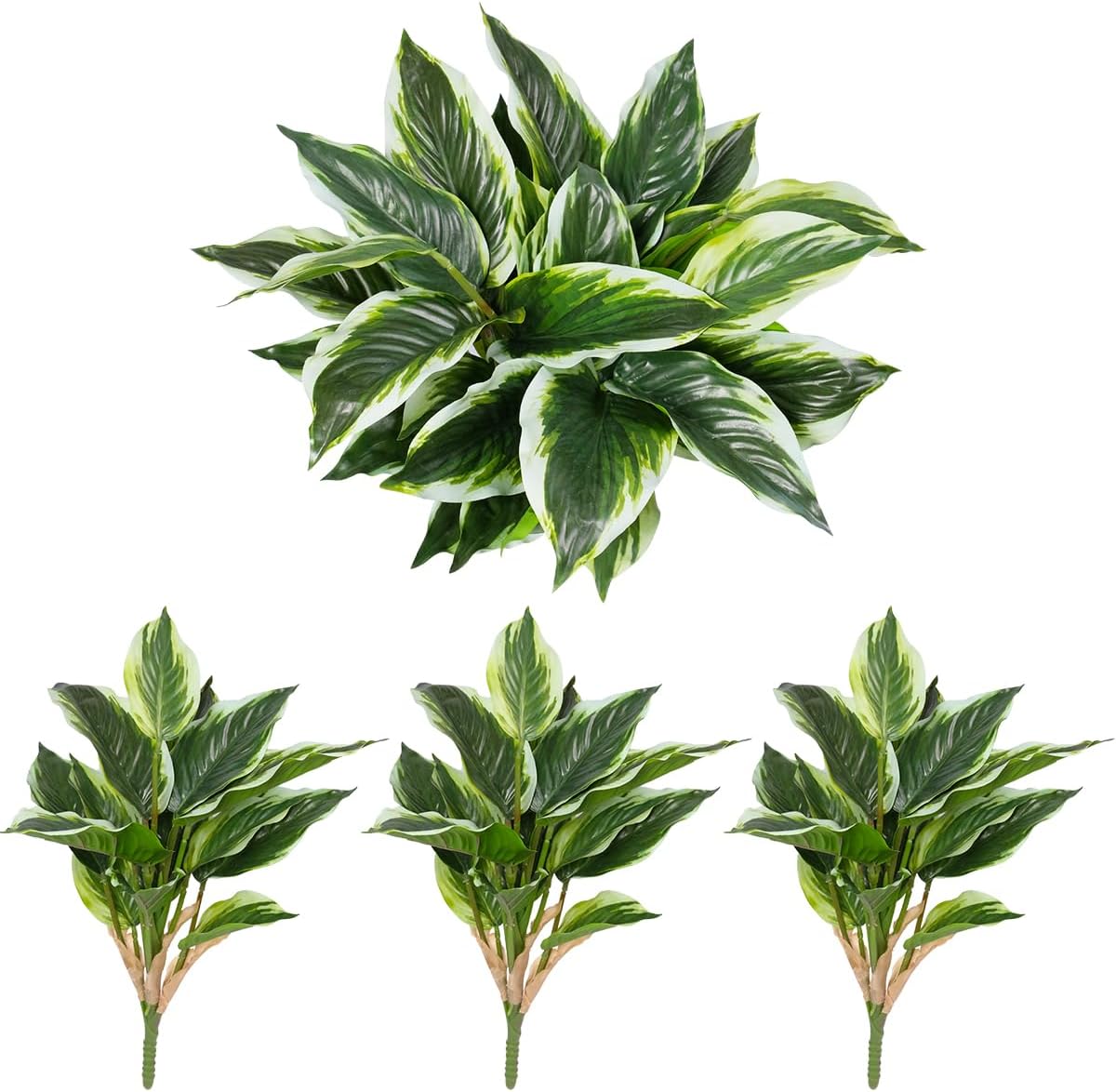 3PCS Artificial Hosta Plants Outdoor, Fake Hostas for Planters
