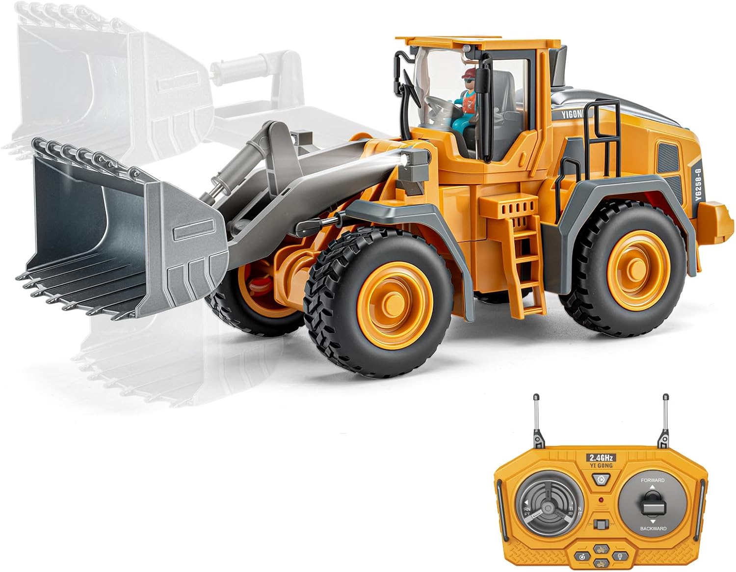 RC Wheel Loader Toy for Boys with Alloy Loader Bucket