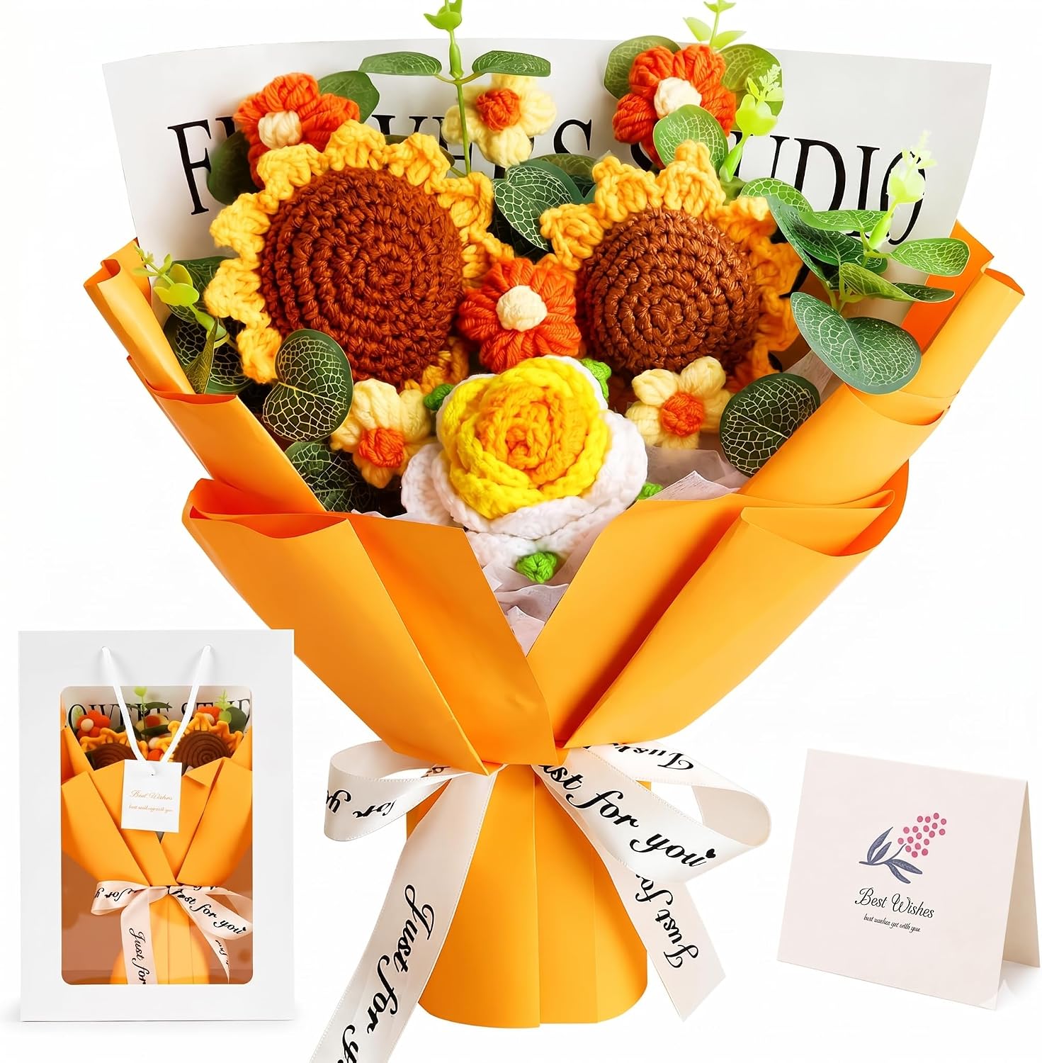 Crochet Flower Bouquet Sunflower Gift for her