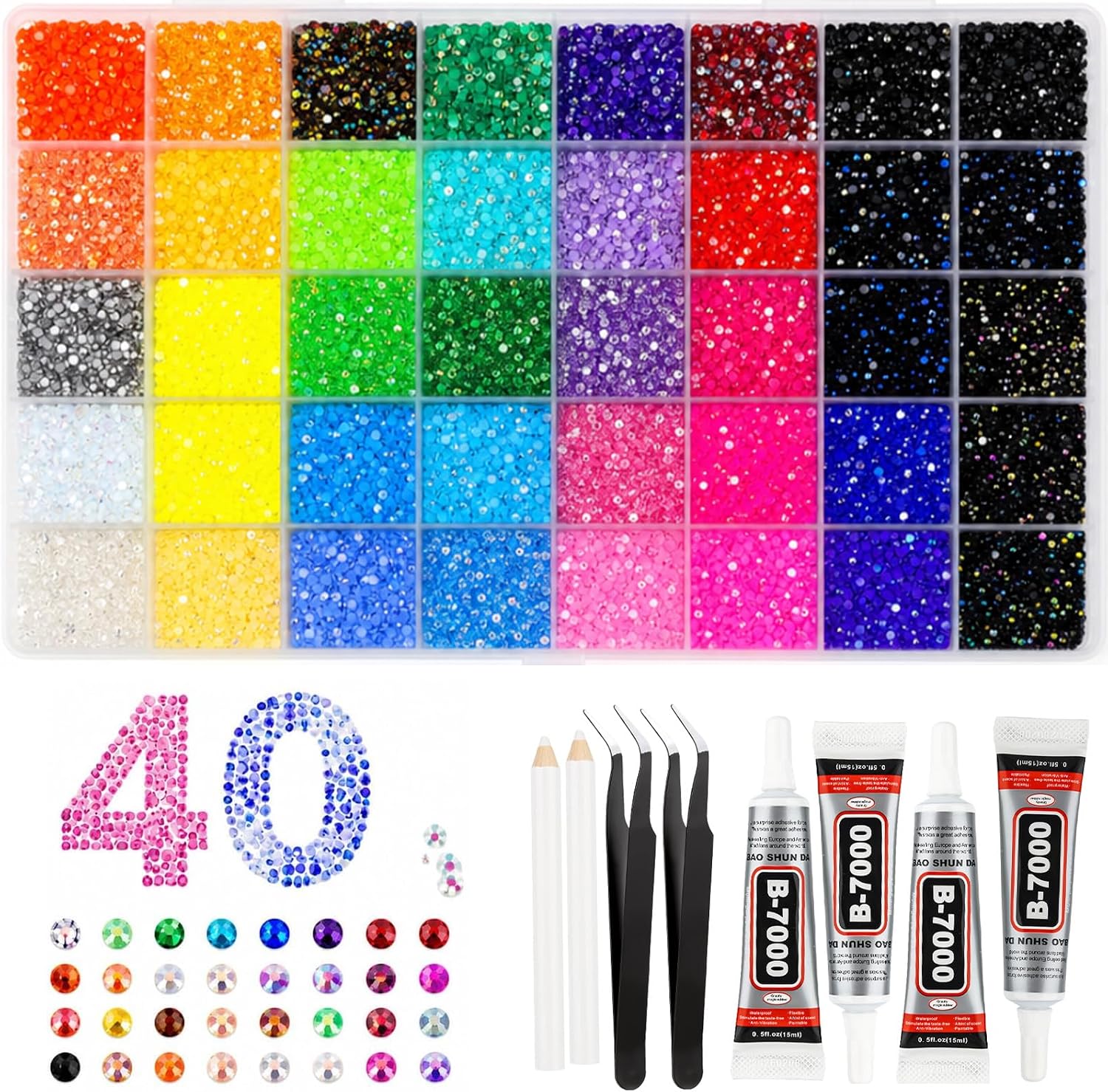 Bedazzling Kit 50000Pcs 3mm AB Resin Flatback Rhinestones 40